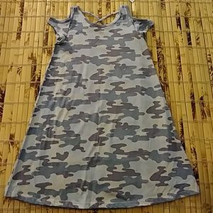 Adorable Camouflage Cold Shoulder Dress